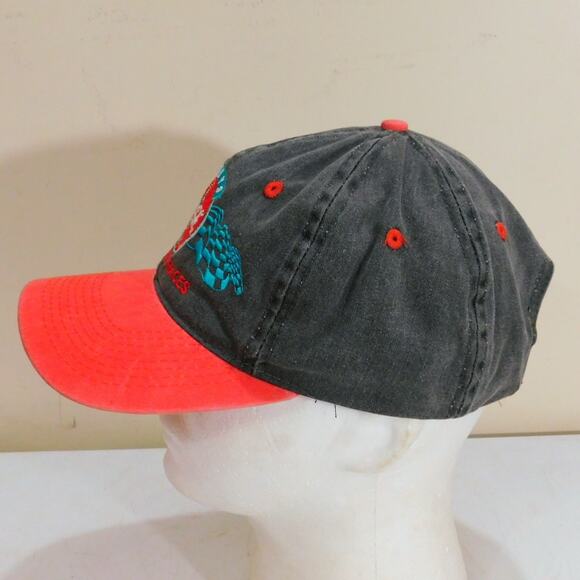 Vintage Coca Cola Hat Refreshing Races Flag Embroidery Adjustable Gray Red 90s - Picture 3 of 7
